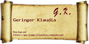 Geringer Klaudia névjegykártya